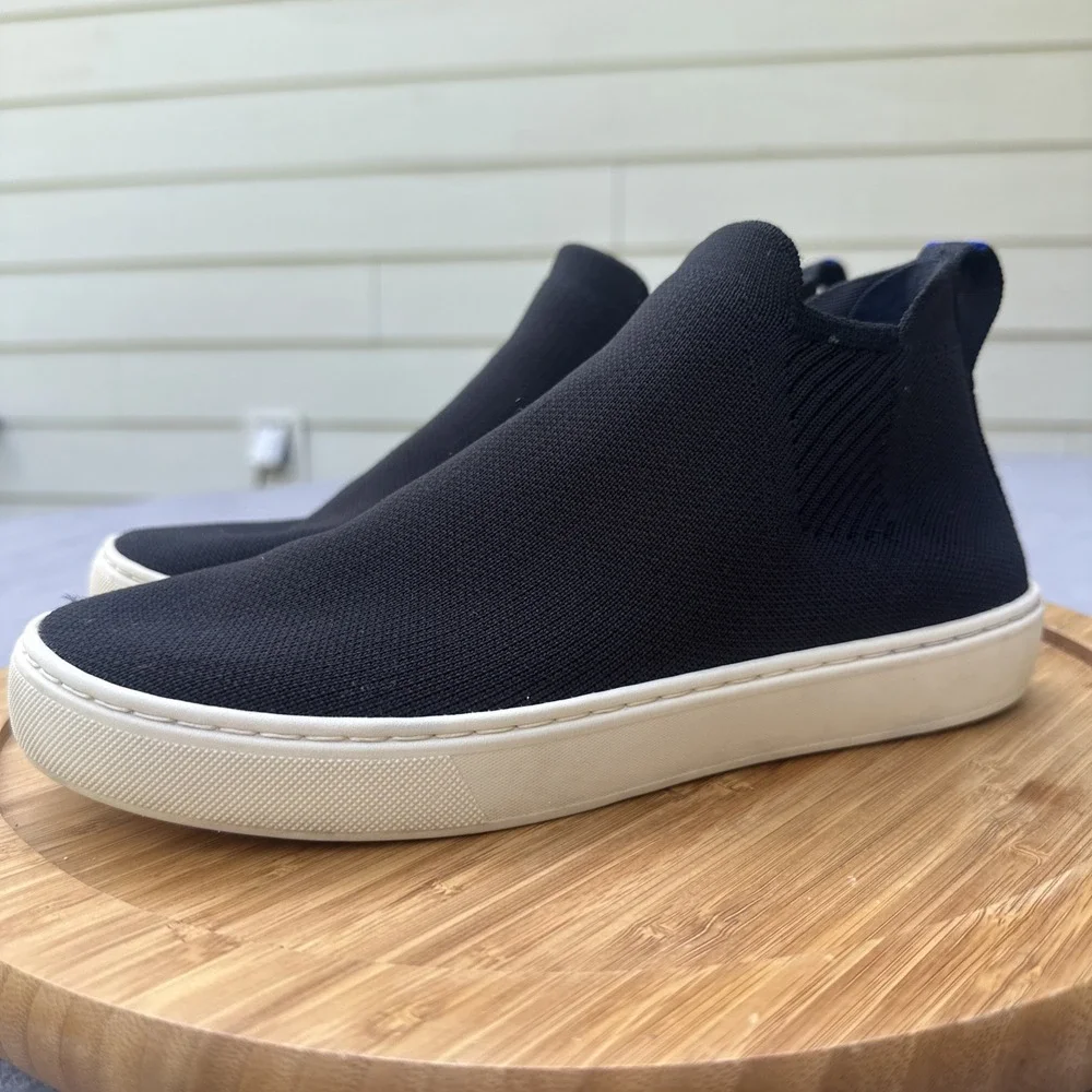 Rothy's The Chelsea Ankle Boot Womens 7.5 Black Slip On Washable Knit